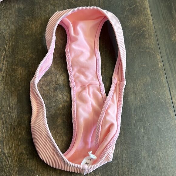 Fox Swim ribbed front knot leg hipster bikini bottom in dolly pink Sz- XS - Picture 7 of 9